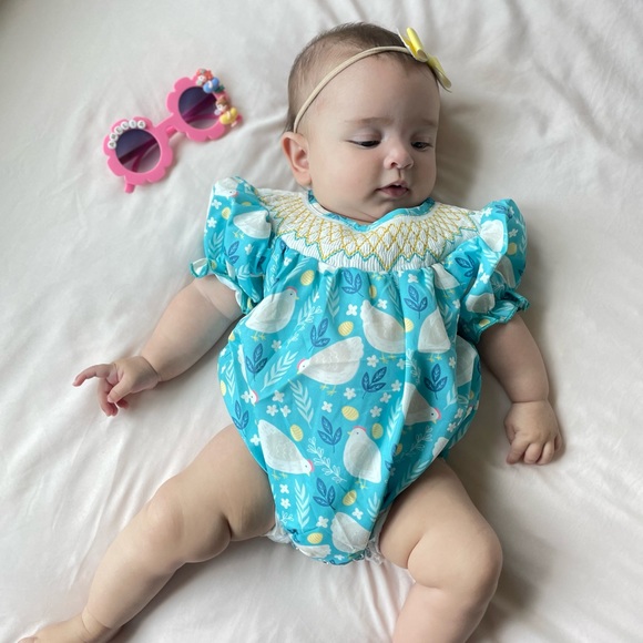Blue Chicken Smoked Baby Romper - Picture 1 of 1